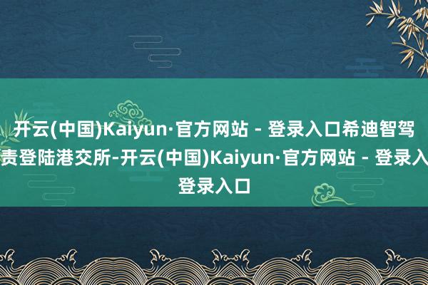 开云(中国)Kaiyun·官方网站 - 登录入口希迪智驾负责